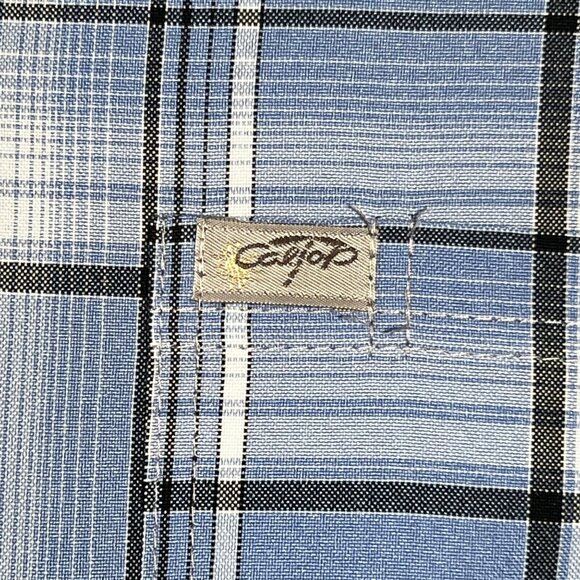 Men's Cal Top 2XLT Short Sleeve Plaid Checker Button Up Polyester Shirt Western - Picture 8 of 16